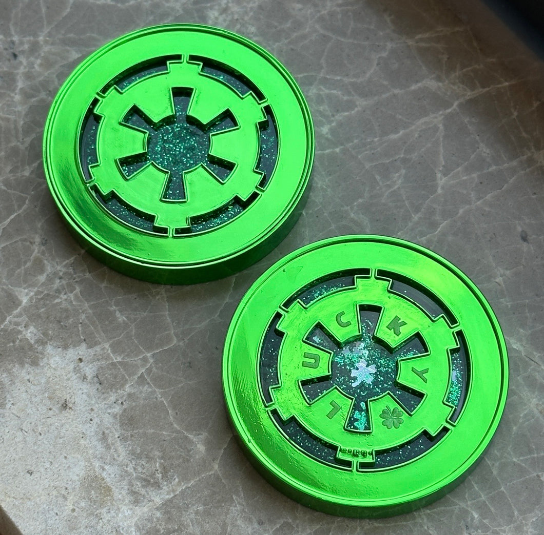 St. Patrick's Day Green Imperial Cog Quicksand Challenge Coin （LUCKYCOIN）