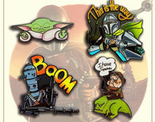 Load image into Gallery viewer, Mandalorian Grogu IG-12 Kuill 
Inspired pin set of 4